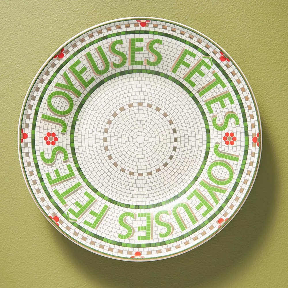 ANTHROPOLOGIE Festive Bistro Tile Dessert Plate